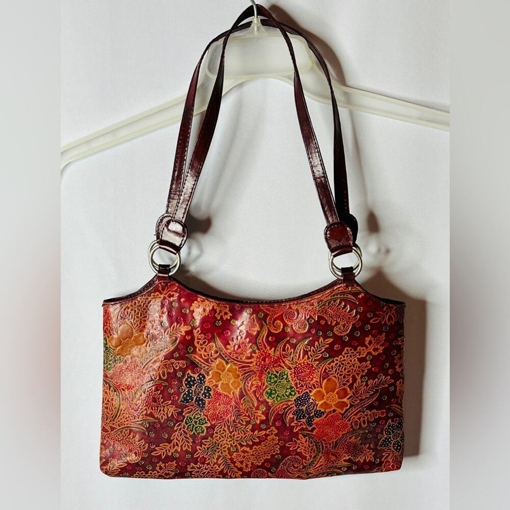 Express Floral Embossed-Style Shoulder Bag – Unique Boho Chic, 12.5" - Picture 4 of 5